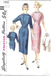 1456 SIMPLICITY 1955 SLIM DRESS, PLASTRON, JACKET  PATTERN 16 34B UNCUT